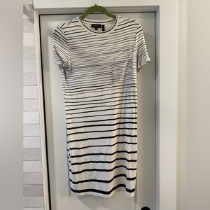 Theory Black and white striped T-shirt dress